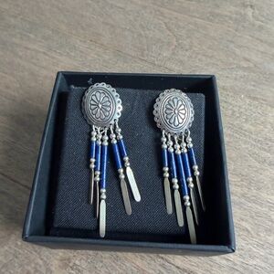 Vintage Silver and lapis Concho Dangle Earrings